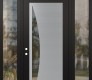 Modern Steel Front Door Diamond C13 60" x 96" black/black clear Glass Panel stainless steel RHI with 2 Sidelites and Transom clear Glass