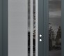 Modern Steel Front Door Diamond C6 52" x 96" anthracite/anthracite mirrored Glass Panel stainless steel LHI with Sidelite and Transom mirrored Glass
