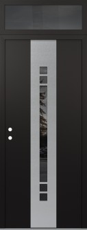 DIAMOND A4 36" X 96" BLACK/BLACK MIRRORED GLASS PANEL STAINLESS STEEL RHI WITH TRANSOM MIRRORED GLASS