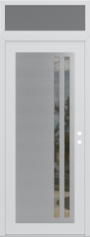 Diamond C6 36" x 96" white/white clear Glass Panel stainless steel LHI with Transom frosted Glass