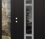 Modern Steel Front Door DIAMOND A9 50" X 80" BLACK/BLACK MIRRORED GLASS PANEL STAINLESS STEEL RHI WITH SIDELITE CLEAR GLASS