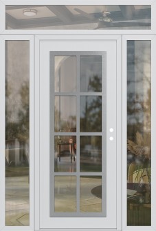 Diamond C16 60" x 96" white/white clear Glass Panel stainless steel LHI with 2 Sidelites and Transom clear Glass