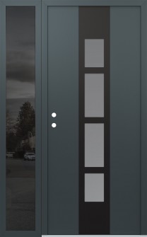 DIAMOND A10 48" X 80" ANTHRACITE/ANTHRACITE FROSTED GLASS PANEL BLACK RHI WITH SIDELITE MIRRORED GLASS