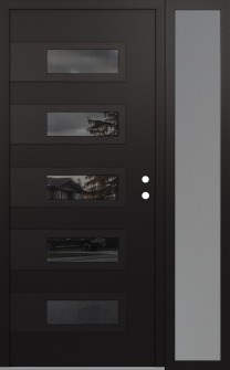 Diamond D3 50" x 80" black/black mirrored Glass Panel black LHI with Sidelite frosted Glass