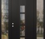 Modern Steel Front Door DIAMOND A10 68" X 96" BLACK/BLACK CLEAR GLASS PANEL BLACK RHI WITH 2 SIDELITES AND TRANSOM CLEAR GLASS
