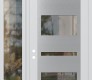 Modern Steel Front Door Diamond C10 48" x 96" white/white clear Glass Panel stainless steel RHI with Sidelite and Transom clear Glass