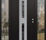 Modern Steel Front Door DIAMOND A6 68" X 80" BLACK/BLACK MIRRORED GLASS PANEL STAINLESS STEEL LHI WITH 2 SIDELITES CLEAR GLASS