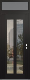 Diamond C14 36" x 96" black/black clear Glass Panel black LHI with Transom frosted Glass