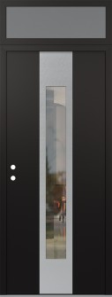 DIAMOND A1 36" X 96" BLACK/BLACK CLEAR GLASS PANEL STAINLESS STEEL RHI WITH TRANSOM FROSTED GLASS