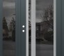 Modern Steel Front Door Diamond C15 48" x 80" anthracite/anthracite mirrored Glass Panel stainless steel RHI with Sidelite mirrored Glass