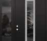 Modern Steel Front Door DIAMOND A11 50" X 96" BLACK/BLACK MIRRORED GLASS PANEL STAINLESS STEEL RHI WITH SIDELITE AND TRANSOM MIRRORED GLASS