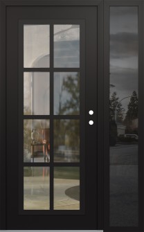 Diamond C16 48" x 80" black/black clear Glass Panel black LHI with Sidelite mirrored Glass