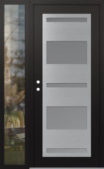 Diamond C10 48" x 80" black/white frosted Glass Panel stainless steel RHI with Sidelite clear Glass