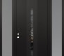 Modern Steel Front Door DIAMOND A2 60" X 96" BLACK/BLACK MIRRORED GLASS PANEL BLACK RHI WITH 2 SIDELITES AND TRANSOM FROSTED GLASS