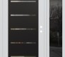 Modern Steel Front Door Diamond C11 48" x 80" white/white clear Glass Panel black LHI with Sidelite mirrored Glass