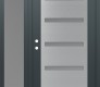 Modern Steel Front Door Diamond C7 48" x 80" anthracite/anthracite frosted Glass Panel stainless steel RHI with Sidelite frosted Glass