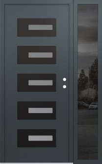 Diamond D6 50" x 80" anthracite/anthracite frosted Glass Panel black LHI with Sidelite mirrored Glass