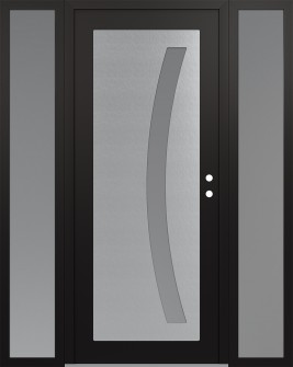 Diamond C4 68" x 80" black/white frosted Glass Panel stainless steel LHI with 2 Sidelites frosted Glass