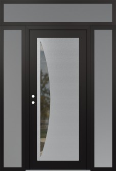 Diamond C13 60" x 96" black/black clear Glass Panel stainless steel RHI with 2 Sidelites and Transom frosted Glass