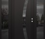 Modern Steel Front Door Diamond C4 60" x 80" black/black mirrored Glass Panel black LHI with 2 Sidelites mirrored Glass