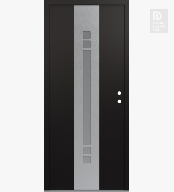 Modern Steel Front Door DIAMOND A4 36" X 80" BLACK/WHITE FROSTED GLASS PANEL STAINLESS STEEL LHI