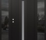 Modern Steel Front Door DIAMOND A2 60" X 80" BLACK/WHITE FROSTED GLASS PANEL BLACK RHI WITH 2 SIDELITES MIRRORED GLASS