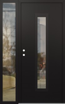 DIAMOND A11 50" X 80" BLACK/BLACK CLEAR GLASS PANEL BLACK RHI WITH SIDELITE CLEAR GLASS