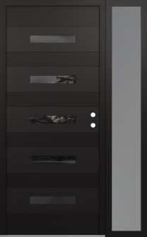 Diamond D9 50" x 80" black/black mirrored Glass Panel black LHI with Sidelite frosted Glass