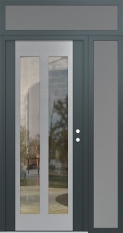 Diamond C14 52" x 96" anthracite/anthracite clear Glass Panel stainless steel LHI with Sidelite and Transom frosted Glass