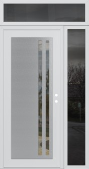 Diamond C6 50" x 96" white/white clear Glass Panel stainless steel LHI with Sidelite and Transom mirrored Glass