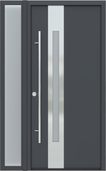 MODERN FRONT STEEL DOOR ZEPHYR ANTRACIT/WHITE 49 1/4" X 81 11/16" RHI + SIDELITE LEFT