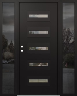 Diamond D4 68" x 80" black/black Clear Glass Panel black RHI with 2 Sidelites Mirrored Glass