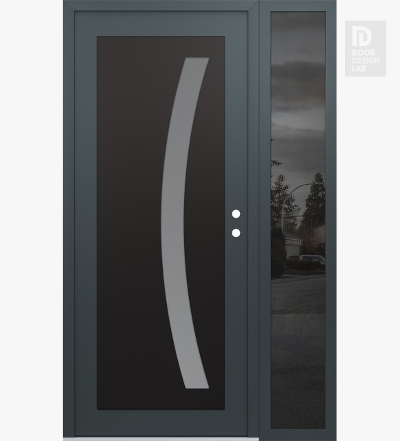 Modern Steel Front Door Diamond C4 50" x 80" anthracite/anthracite frosted Glass Panel black LHI with Sidelite mirrored Glass