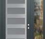 Modern Steel Front Door Diamond C9 50" x 96" anthracite/anthracite frosted Glass Panel stainless steel LHI with Sidelite and Transom clear Glass