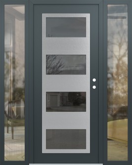Diamond C2 68" x 80" anthracite/anthracite mirrored Glass Panel stainless steel LHI with 2 Sidelites clear Glass