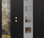 Modern Steel Front Door DIAMOND A13 50" X 80" BLACK/BLACK CLEAR GLASS PANEL STAINLESS STEEL RHI WITH SIDELITE CLEAR GLASS