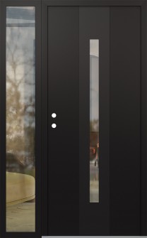 DIAMOND A2 52" X 80" BLACK/BLACK CLEAR GLASS PANEL BLACK RHI WITH SIDELITE CLEAR GLASS