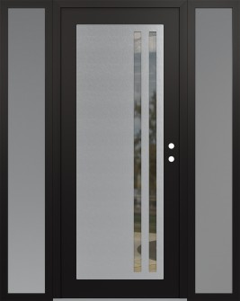 Diamond C6 68" x 80" black/black clear Glass Panel stainless steel LHI with 2 Sidelites frosted Glass