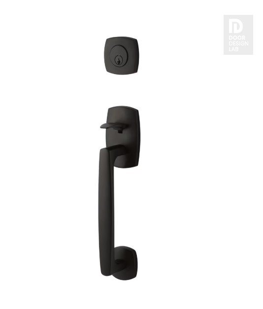 EMTEK URBAN MODERN SECTIONAL DOUBLE CYLINDER KEYD 4725 FLAT BLACK US19 for Steel Front Doors