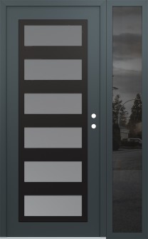 Diamond C9 48" x 80" anthracite/anthracite frosted Glass Panel black LHI with Sidelite mirrored Glass