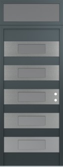 Diamond D5 36" x 96" anthracite/anthracite frosted Glass Panel stainless steel LHI with Transom frosted Glass