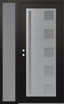 Diamond C3 48" x 80" black/white frosted Glass Panel stainless steel RHI with Sidelite frosted Glass