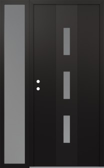 DIAMOND A7 50" X 80" BLACK/WHITE FROSTED GLASS PANEL BLACK RHI WITH SIDELITE FROSTED GLASS