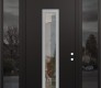Modern Steel Front Door DIAMOND A11 68" X 96" BLACK/BLACK CLEAR GLASS PANEL STAINLESS STEEL LHI WITH 2 SIDELITES AND TRANSOM MIRRORED GLASS
