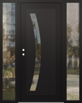 Diamond C4 68" x 80" black/black clear Glass Panel black RHI with 2 Sidelites clear Glass