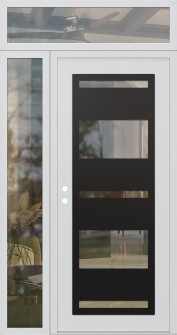 Diamond C10 52" x 96" white/white clear Glass Panel black RHI with Sidelite and Transom clear Glass