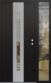 DIAMOND A5 48" X 80" BLACK/BLACK CLEAR GLASS PANEL STAINLESS STEEL LHI WITH SIDELITE CLEAR GLASS