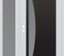 Modern Steel Front Door Diamond C13 48" x 80" white/white frosted Glass Panel black RHI with Sidelite frosted Glass