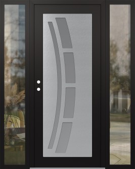 Diamond C12 60" x 80" black/white frosted Glass Panel stainless steel RHI with 2 Sidelites clear Glass