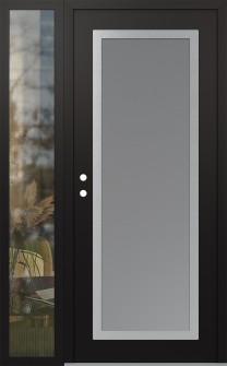 Diamond C1 50" x 80" black/white frosted Glass Panel stainless steel RHI with Sidelite clear Glass